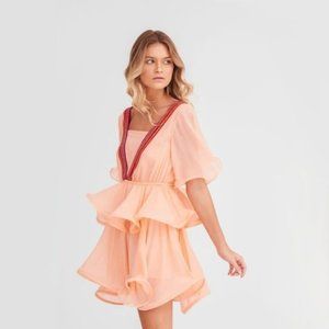 NWT Pitusa peach Talullah ruffle mini dress